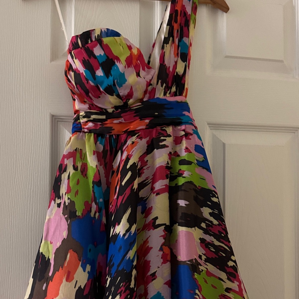 Minuet Petite One Shoulder Colorful Dress